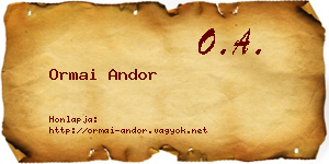 Ormai Andor névjegykártya